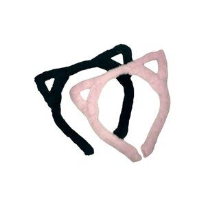 COZY CAT EAR HEADBANDS (BLACK AND PINK)